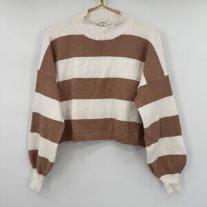 Fable Brown & Cream Striped Cropped Sweater Winter S/M